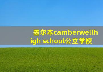 墨尔本camberwellhigh school公立学校